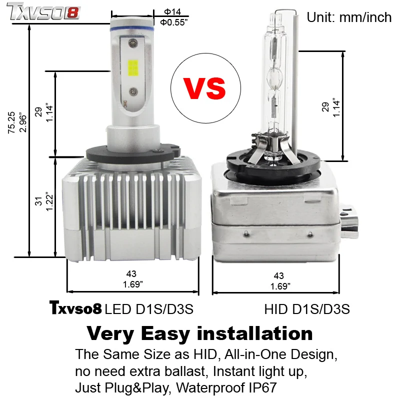 T2 D1S/D3S Plug & Play автомобиля светодиодный фар лампа 55 W/лампы 4600LM холодный белый все в