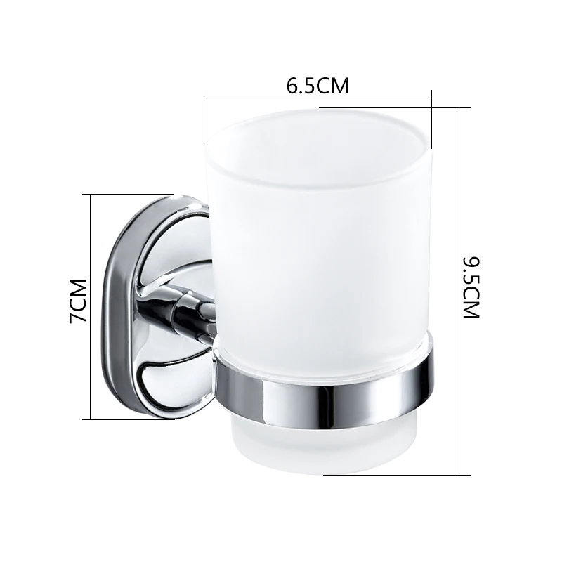 Accoona Bath Wall Mounted Toothbrush Tooth Cup Holder With Glass Cup Bath Single Rack Bathroom Accessories A11203