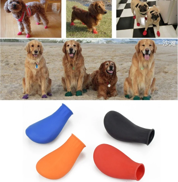 

4pcs/lot Pet Dog Rain Shoes for Dogs Booties Portable Anti Slip Waterproof S/M/L