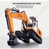 Wireless Electric Simulation RC Excavator Alloy Model 2.4G 64CM 17CH Drill Grab Dig 3 In 1 Large Remote Control Alloy RC Truck 6