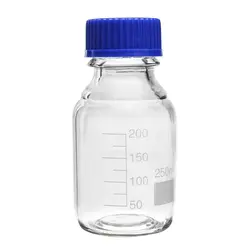 5 шт./лот прозрачный Стекло реагентом 250 мл боросиликатного Ёмкость бутылки синий винт Кепки лаборатории бутылку школы преподавания