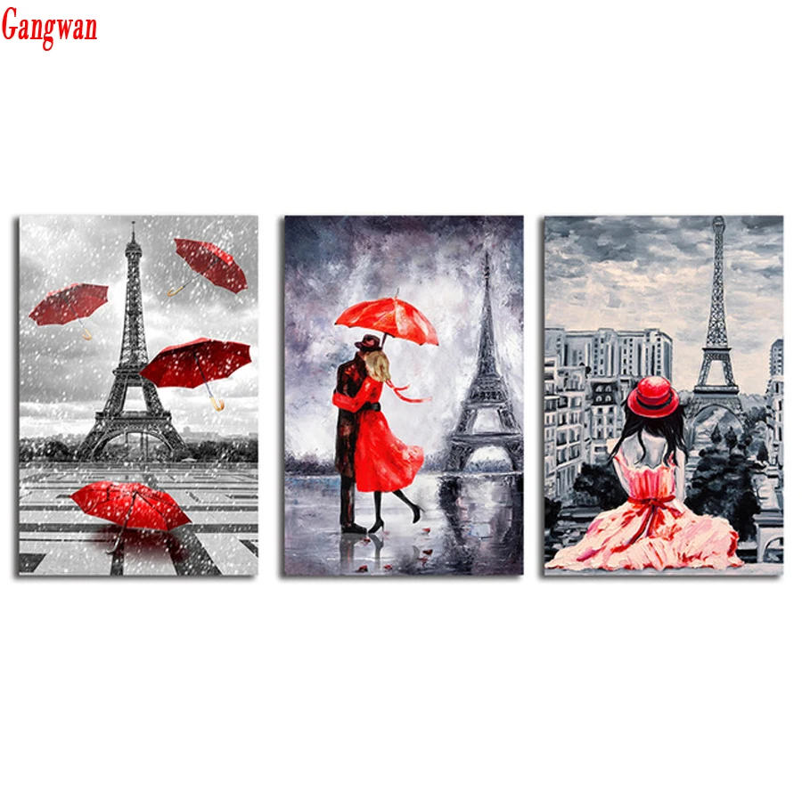 3pcs,Diamond Embroidery,Paris,Tower,Street,Love,5D,diy Diamond Painting Cross Stitch,3d picture,Diamond Mosaic,wedding Decoration