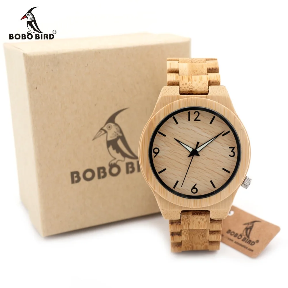 Prix pour Bobo bird d27 bambou en bois montre pour hommes unique patte conception Top Marque De Luxe Quartz Bois Bande De Nuit Vert Pointeur Montres Prix pour Bobo bird d27 bambou en bois montre pour hommes unique patte conception Top Marque De Luxe Quartz Bois Bande De Nuit Vert Pointeur Montres