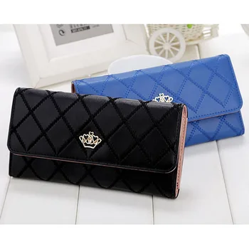 

Female Wallets High Quality Wallet Femal Multi Function Purses Diamond Pattern Crown Card Bags Long Plaid Design Purse