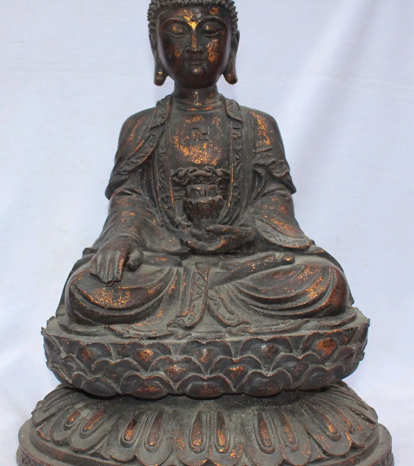 

18" Old Tibet Iron Seat Sakyamuni Shakyamuni Amitabha Buddha Tathagata Statue