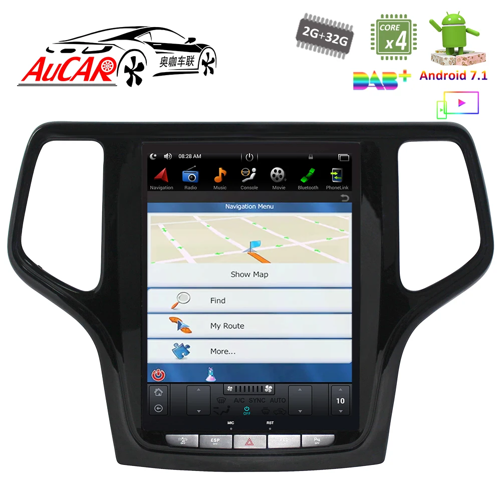 Excellent 2 DIN car radio Android 8.1 10.4" Tesla Style for Jeep Grand Cherokee 2014 2015 2016 2017 2018 1 DIN cassette player stereo HDMI 4