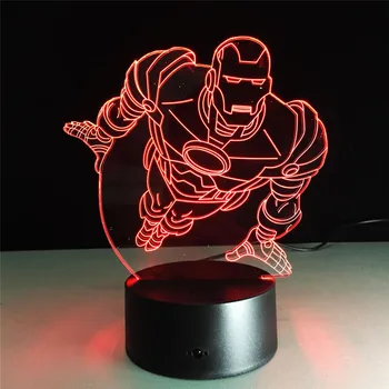 

Super Hero 3D Lamp LED Night Light Iron Man Taking Off Action Figure 7 Colors TouchTable Decoration Light Optical Illusion