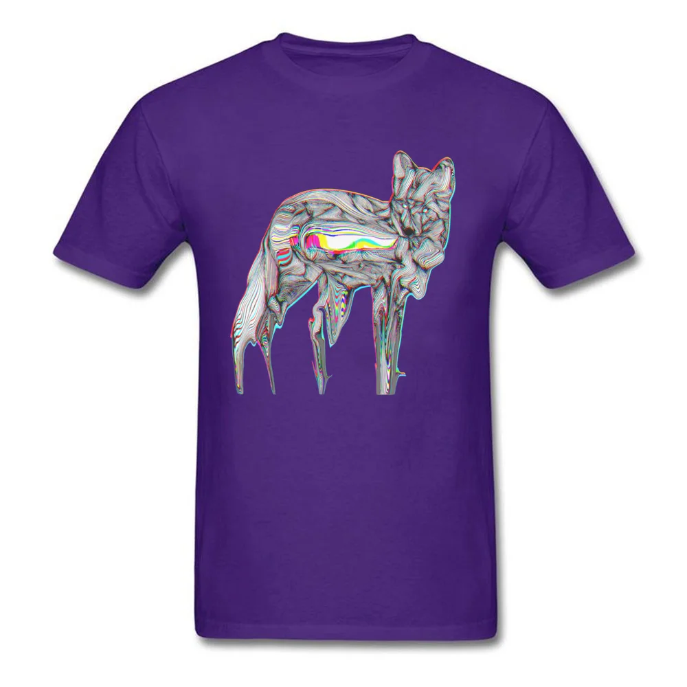 Glitch Fox 100% Cotton Casual Tops Shirt Cute Short Sleeve Men's Top T-shirts Design Summer Fall Tee-Shirt O Neck Glitch Fox purple