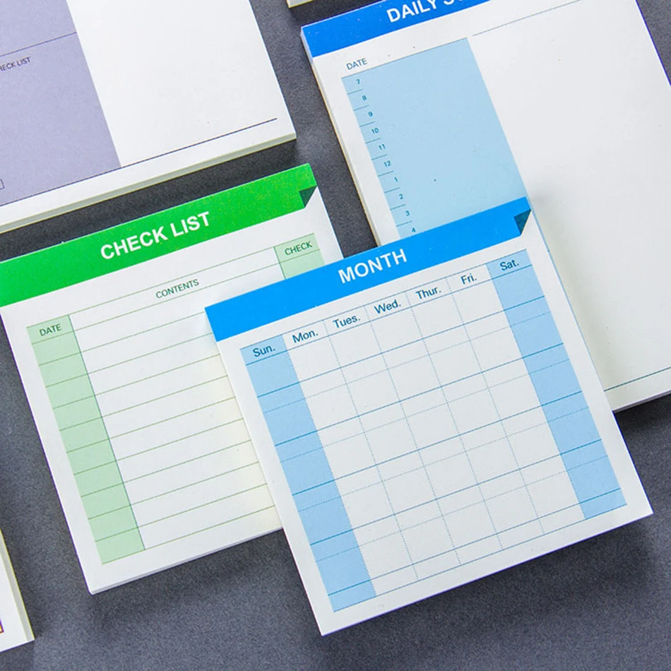 

Daily Schedule Weekly Month Planner Check List Portable Small Book Memo Pad Sticky Notes Stationery School Supply