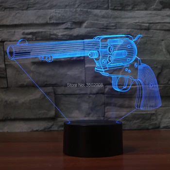 

3D revolver design LED night lamp 7 Changing Colors table Lamp for room decoration or club gift