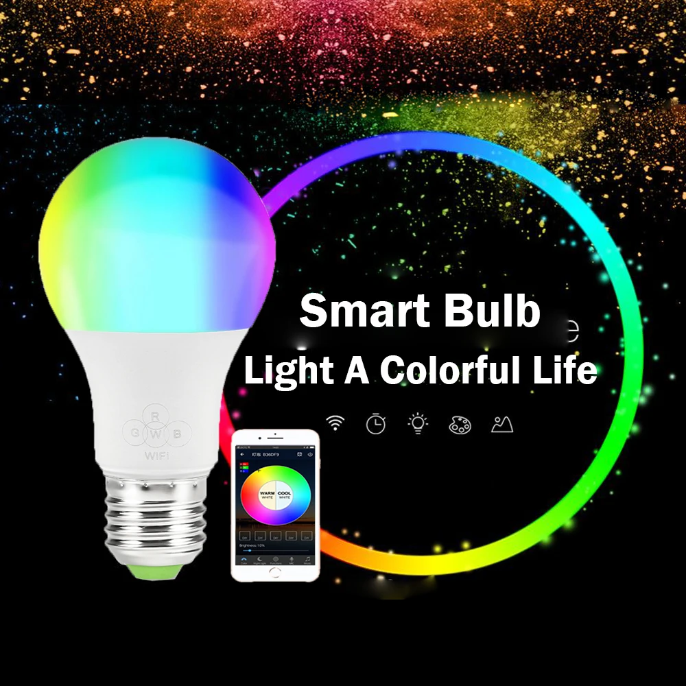 

Magic RGB Smart WIFI Led Light Bulb 15 10 7 6.5 4.5 W E27 B22 Smart Home Bluetooth Lighting Lamp Color Dimmable for Home Hotel