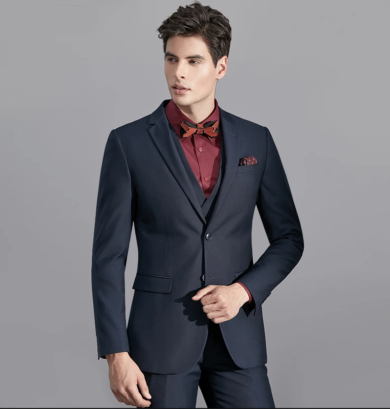 Classic Business Suits Groom Tuxedos Thicken Suits Evening Business Prom Party Suits Slim Fit for Men Notched Lapel 3 Pieces
