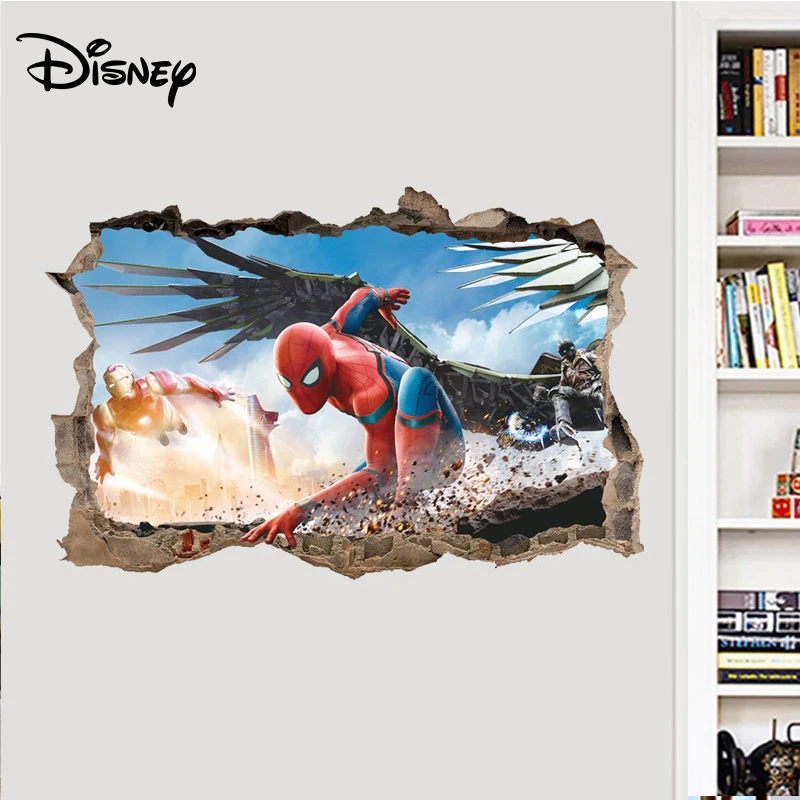 Disney new 3d Spider-man wall stickers children's room bedroom wall decoration stickers