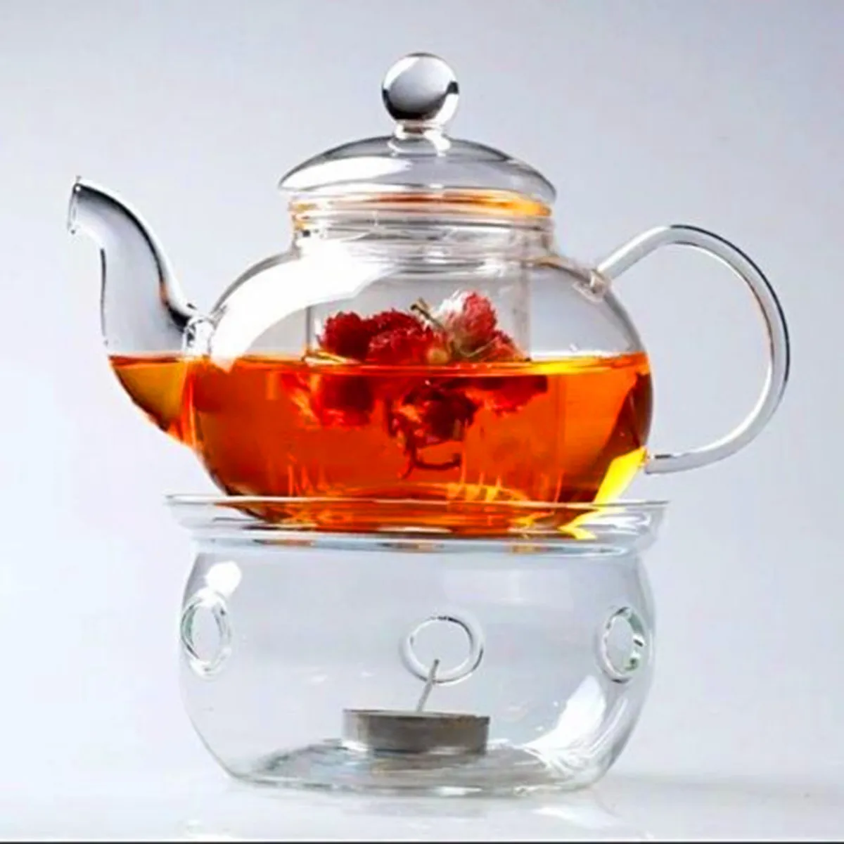 YKPuii 800 мл 6 набор чайников с двойными стенками заварочный чайник с грелкой и ситечком боросиликатные термостойкие стеклянные чайные чашки с цветами
