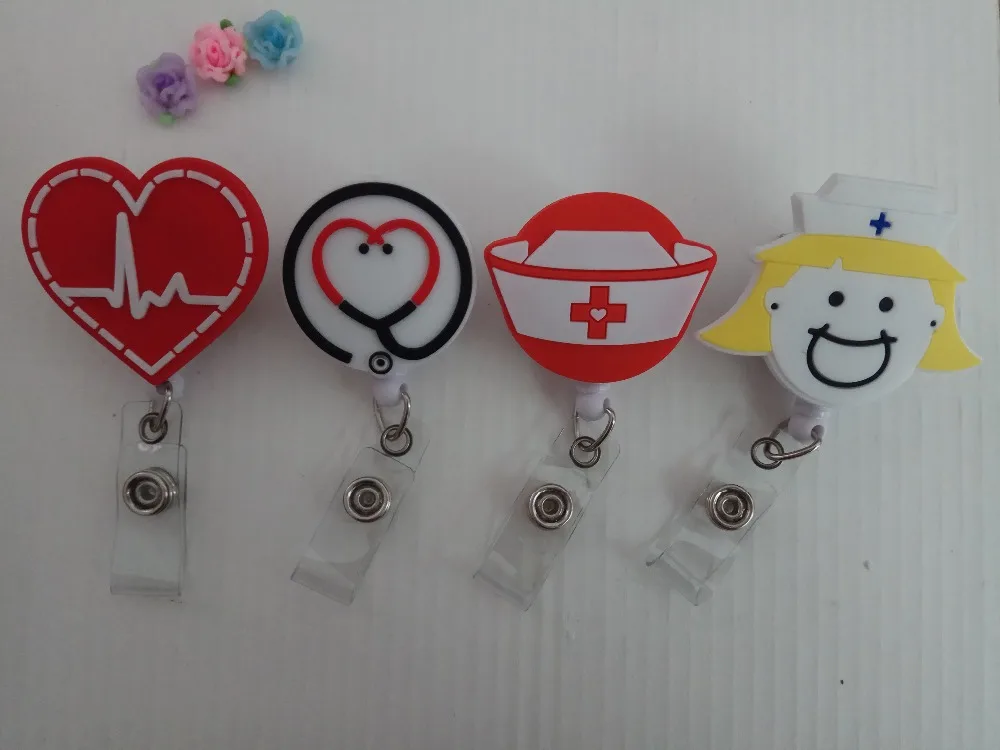 

Love Heart Beating Nurse Cap Retractable ID Badge Reel 10pcs/lot