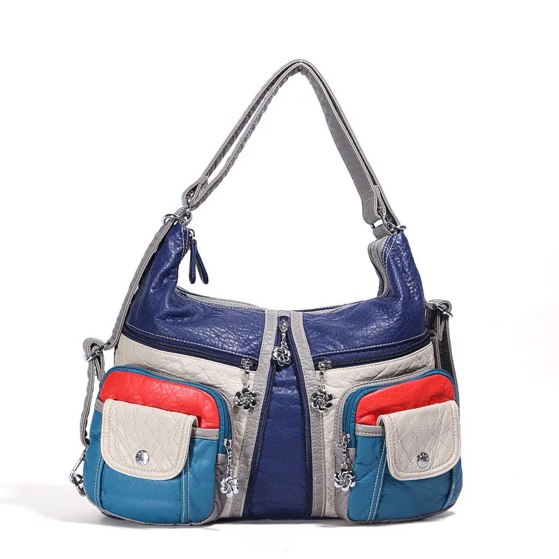 

ICEV New Simple Korean Fashion Panelled Bags Handbags Women Famous Brands Shoulder Totes Women Leather Handbags Bolsa Feminina