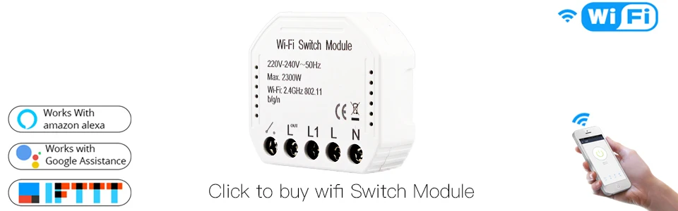 2 Gang 2 Way WiFi Smart Light Switch Diy Breaker Module Smart Life/Tuya APP Remote Control,Working with Alexa Echo Google Home