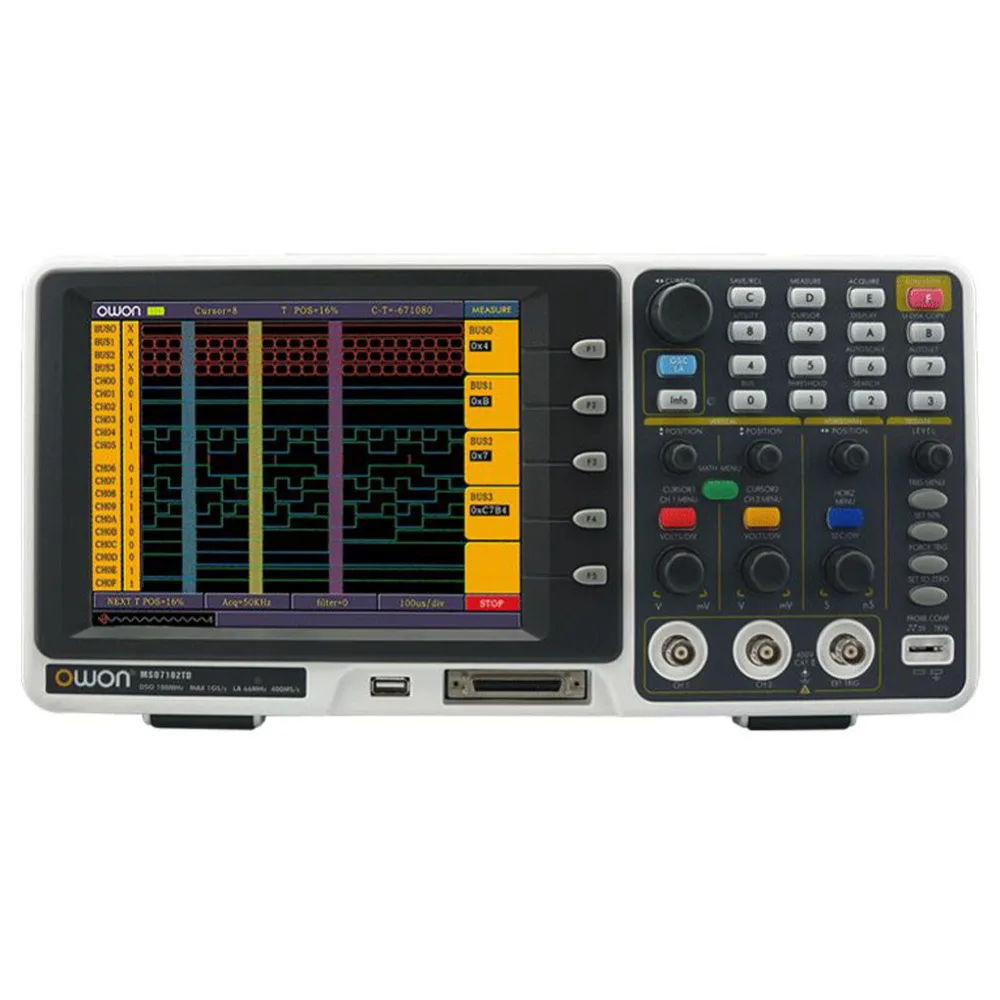 OWON MSO MSO8102T logic analyzer Oscilloscope 200Mhz 2GS/s 8 color LCD FFT 1.7logic analyzer