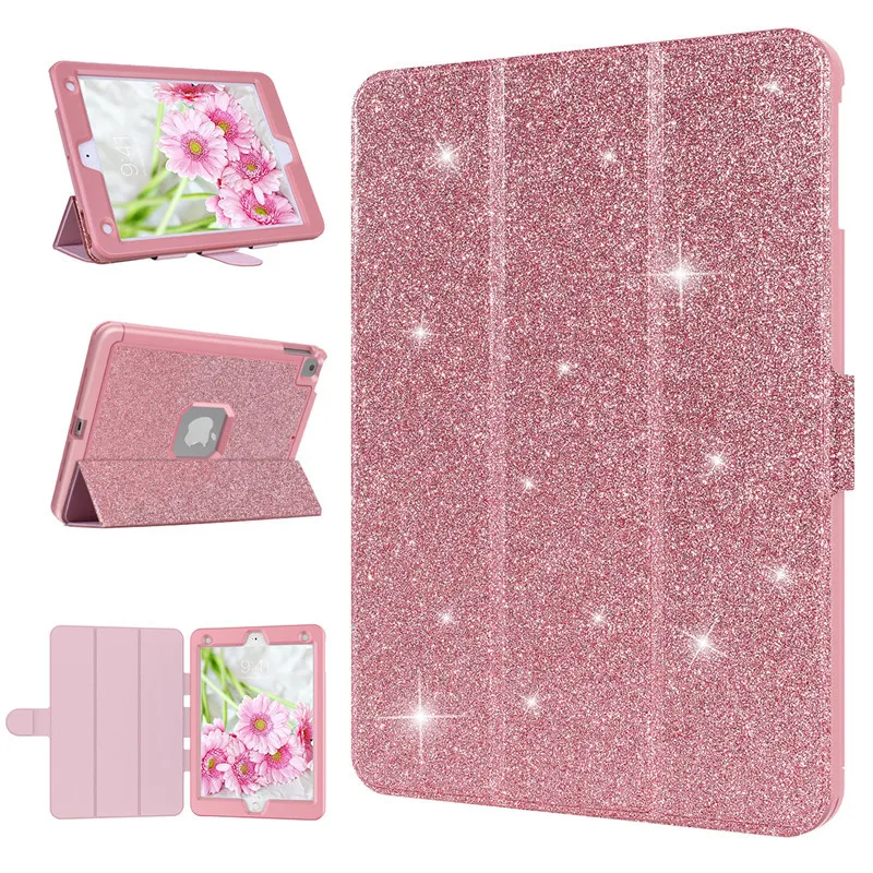 

Luxury Case For Ipad 5 6 7 8 Cover leather Glitter Bling 3 in 1 Shockproof Protective Cover For Ipad 9.7 2017 2018 2016 Case