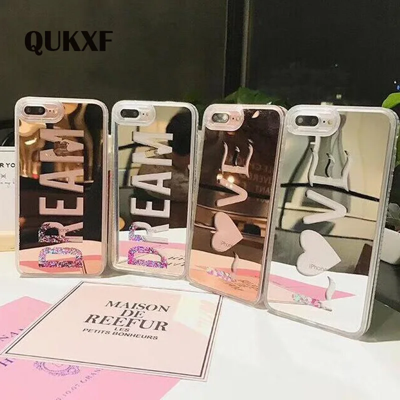 QUKXF ювелирное чехол для телефона iPhone 6 6S 7 8 плюс Bling Блеск жидкости зыбучие пески X S