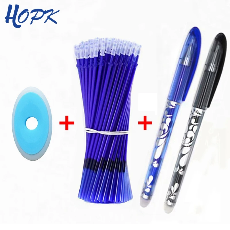 

53Pcs/set Erasable Washable Handle Pen 0.5mm Refill Rod Blue/Black/Ink Gel Pen School Office Writing Supplies Stationery Tool