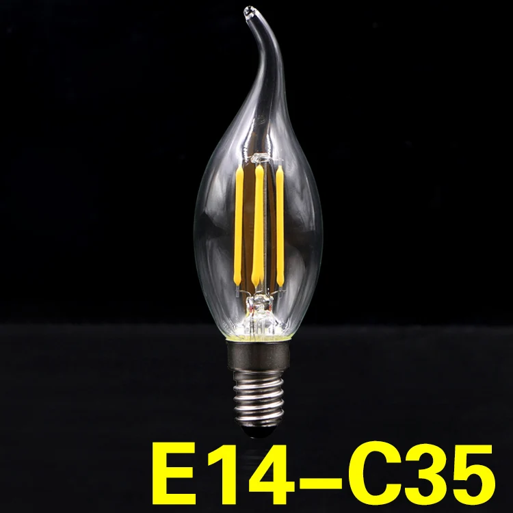 EnwYe ретро Edison LED светильник Светодиодная лампа 4 Вт E27 E14 220V A60 G45 C35 Ретро вольфрамовая нить лампы накаливания Эдисона лампа - Испускаемый цвет: LW E14 C35