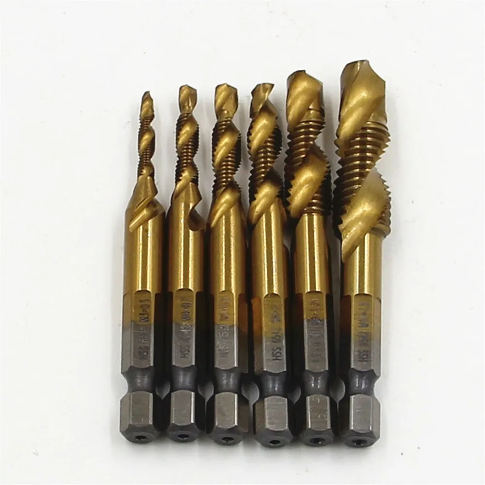 6pc/set Tap Hex Shank HSS 6542 Screw Spiral Point Thread Metric Plug