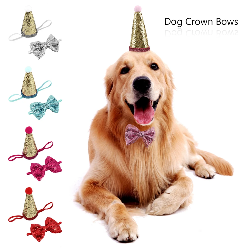 Pet Dog Headband Dog Grooming Sequin Crown Elastic Headband Hair