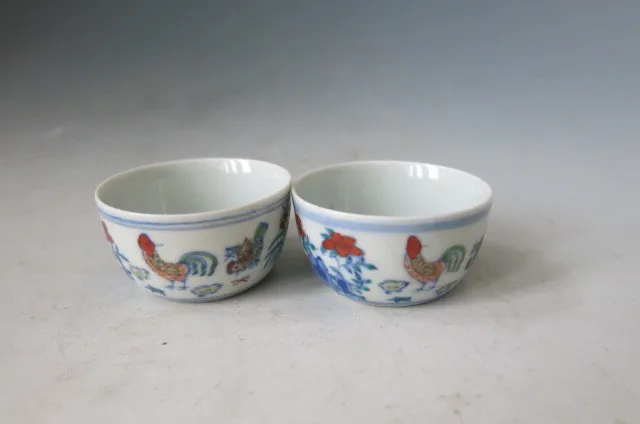 

Rare Ming Dynasty Chenghua(1447---1487) porcelain clashing color cup ,Chick,A pair,Free shipping