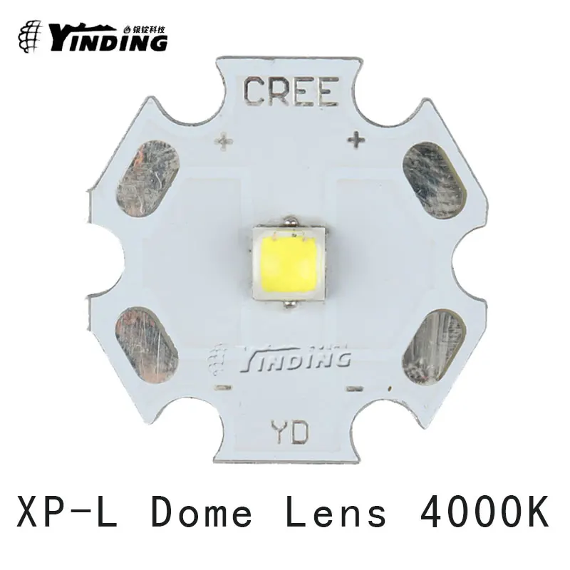 

5pcs Cree XLamp XP-L XPL V5 U6 V6 Dome Lens Neutral White 4000K 10W LED Emitter Chip Blub Lamp Light with 20MM PCB Heatsink