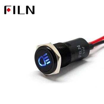 FILN 14mm Car dashboard Headlamp symbol led red yellow white blue green 12v led Black shell indicator light with 20cm cable sipids s10 1 led white 2 led red 2 mode headlamp black fluorescent green 3 x aaa