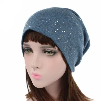 

Muslim Women Hot Drill Cotton Heap Turban Hat chemotherapy Chemo Beanies Caps Headwrap Hair Loss Protector For Cancer