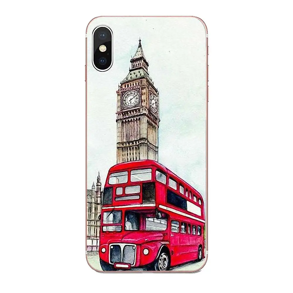 Лондонский автобус Биг Бен для Apple iPhone 4 4S 5 5C 5S SE 6 6S 7 8 Plus X XS Max XR Мягкий Силиконовый