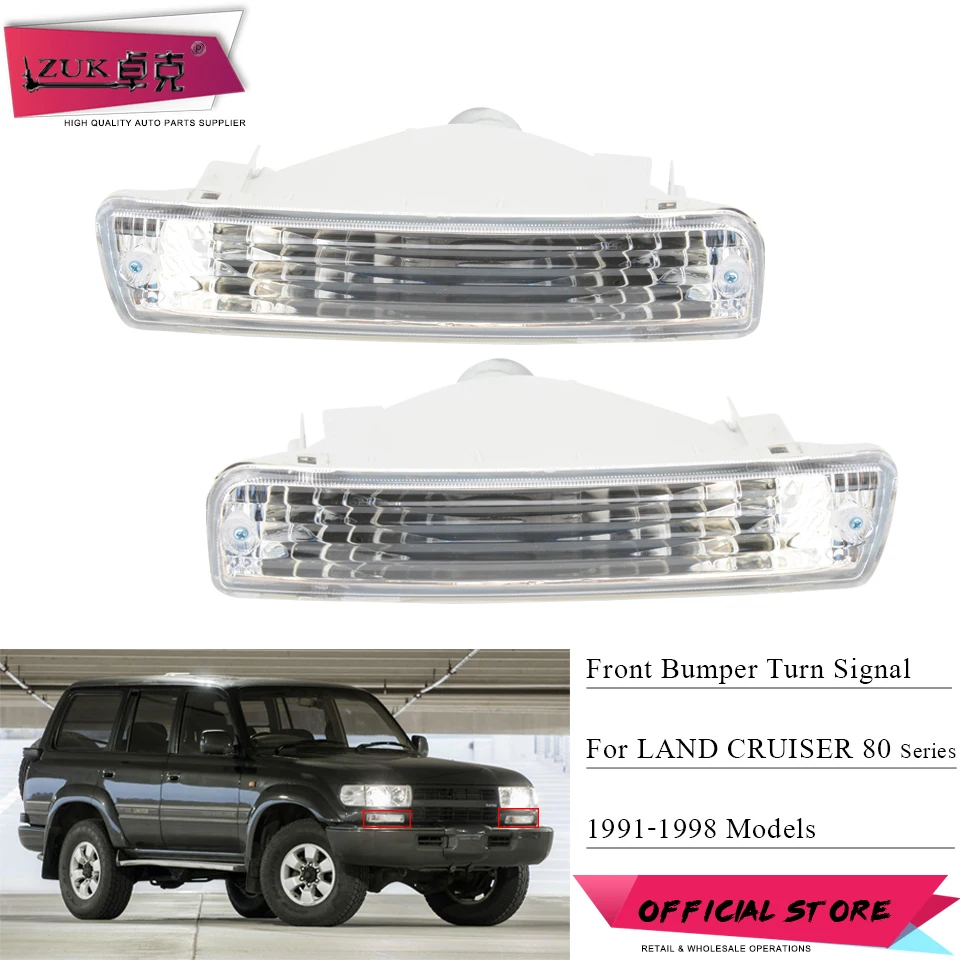 

ZUK Front Bumper Turn Signal Lamp Light For TOYOTA LAND CRUISER 80 Series 1991 1992-1998 LC80 FJ80 FZJ80 HDJ80 HZJ80 4500 4.5L