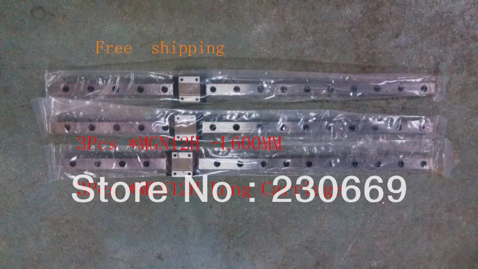 

Free shipping for 12mm Linear Guide MGN12 L= 600mm linear motion rail + MGN12H Long linear carriage for CNC X Y Z Axis