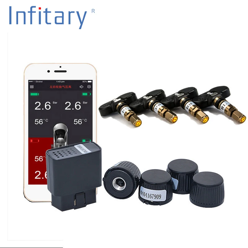 TPMS Bluetooth 4.0 APP Display Wireless Tire Pressure Monitor Alarm