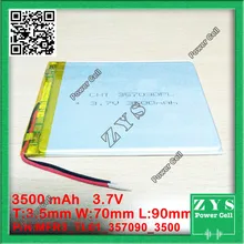 357090 3.7 V 3500 mah Batería de polímero de Litio con la Junta de Protección Para PDA Tablet Pc Productos Digitales 3.5x70x90mm