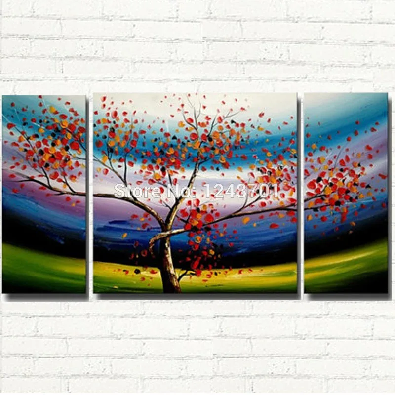 

Modern Abstract Large Oil Painting Cherry Blossom Tree On Canvas Thick Texture Wall Art For Living Room Decor 100% Handpained
