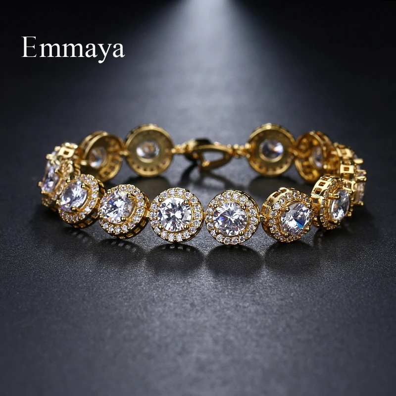 Koop Emmaya Brand Charm Classic AAA Cubic Zirkoon Drie Kleuren Rondel Armbanden Voor Vrouw Elegantie Bruiloft Verjaardagscadeau