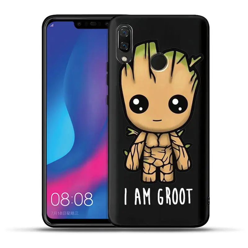 Чехол Marvel Мстители Герои милый Грут для Huawei Honor 20 Pro 10 9 9i 8 Lite 8X 8C 7A 7X V20 View 20 черный ТПУ чехол Etui - Цвет: H1216