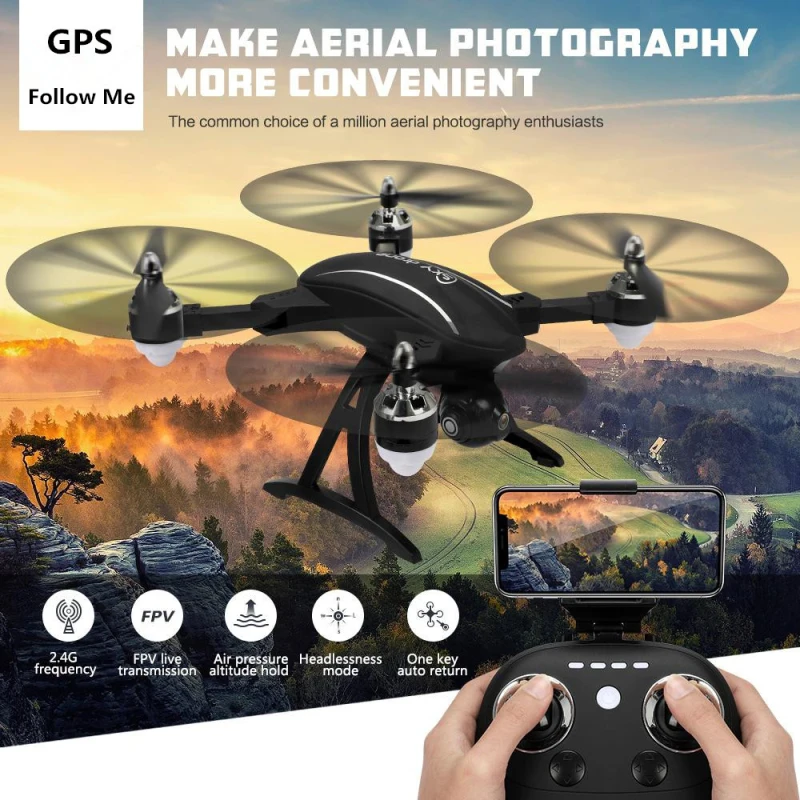 

New GPS RC Quadcopter Drone 300M 720P WIFI Adjustable Wide-Angle HD Camera Fixed Height Folding Remote Control four axis drone
