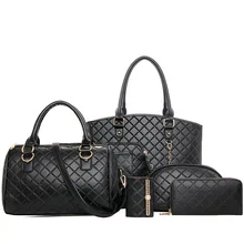 2016 Women Bag Set Plaid font b Handbag b font Girls Bags For Women PU Leather