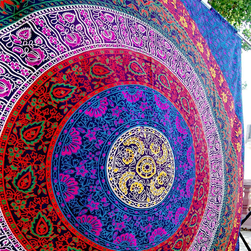 Skup Enipate duża Mandala gobelin indyjski ścienny wiszący ręcznik plażowy bohemian poliester cienki koc joga szal mata 180x146cm koc
