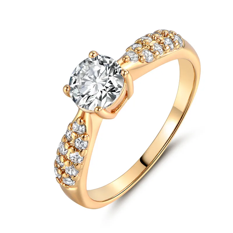 BUDONG, модный бренд, австрийский кристалл, массивное кольцо для женщин,, золотой цвет, кристалл, кубический циркон, обручальные кольца, ювелирные изделия R140