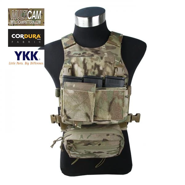 TMC FCSK Slickster Plate Carrier With Front Chassis Pouch Set Genuine Multicam Tactical Military Vest(SKU051243)