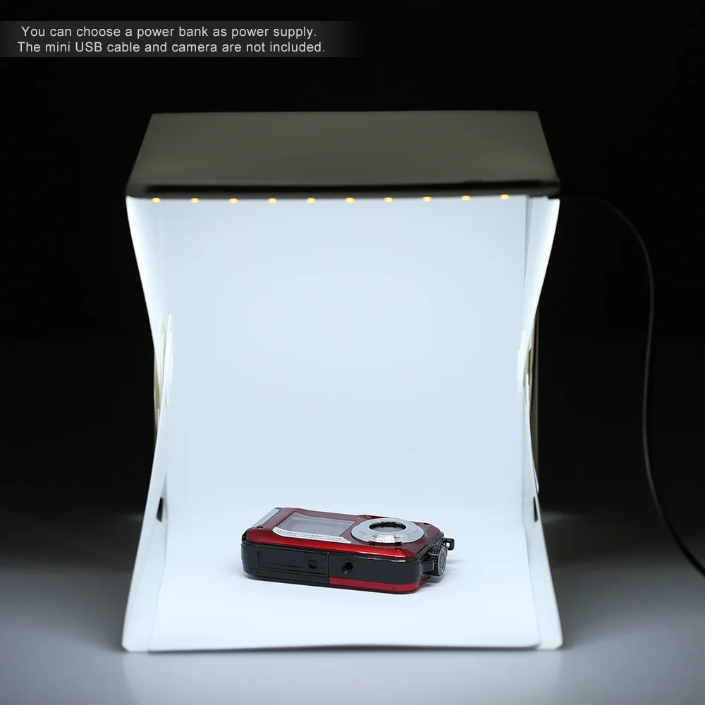 Portable Folding Photography Diffuse Lightbox LED Mini Studio Table Shooting Softbox Background For DSLR Camera IPhone Android