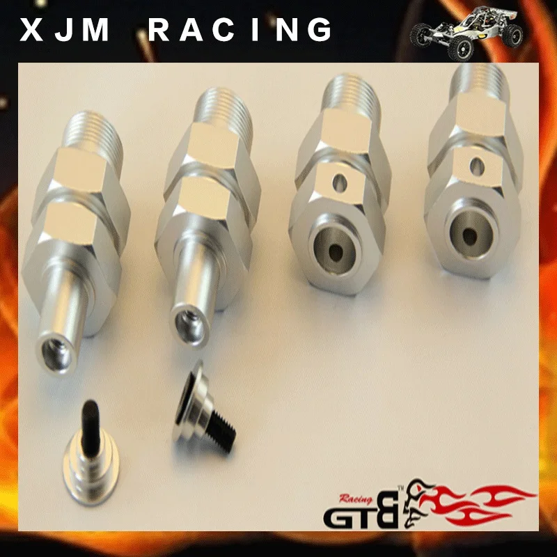 

GTB Racing metal upgrade parts, Alloy front&rear wheel hub Extended Axles set for 1/5 rc car baja 5b