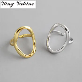 

ying Vahine Hot Selling 100% 925 Sterling Silver Geometric Hollow Oval Open Rings for Women bague femme