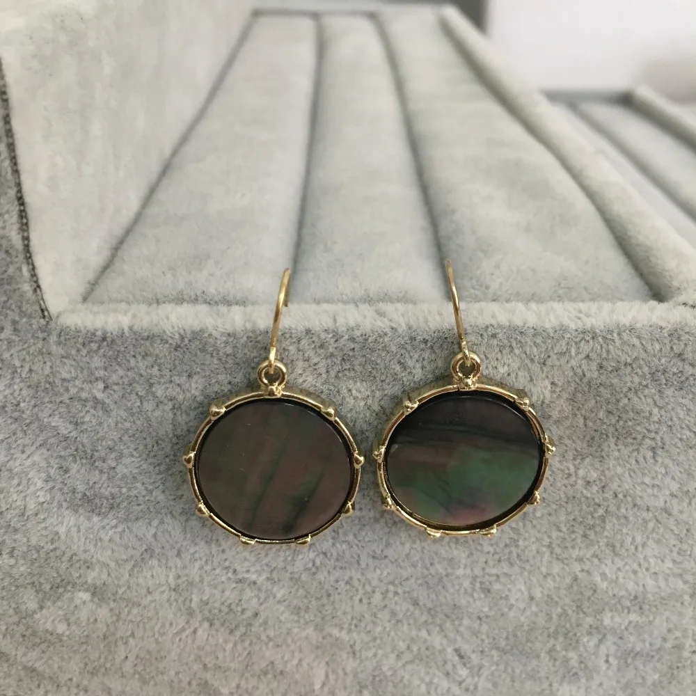 

TRENDY EARRINGS GOLD COLOR PLATING WITH ROUND SHELL DROP EARRINGS FOR WOMEN GIRL
