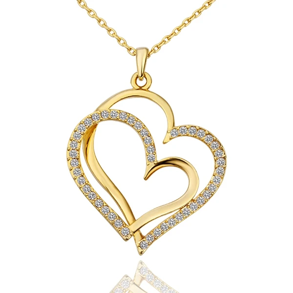 

Brand Gold-Color Crystals Heart Pendant Necklace Charm Jewelry Accessories Pendulum Cameo Bijouterie Pingente Bijoux Women N584